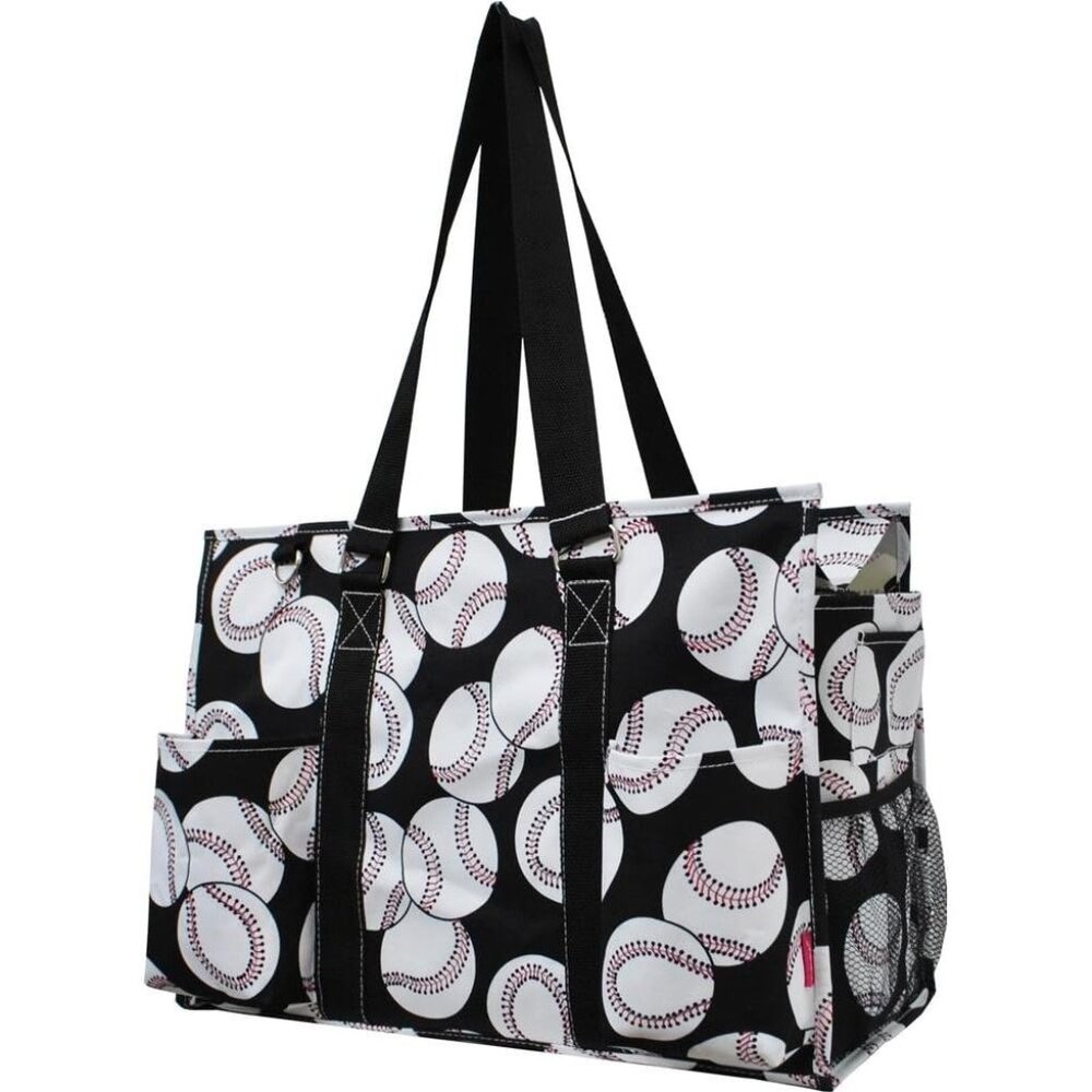 NGIL Baseball Print Large Utility Tote Bag With Multiple Pockets & Double Handle - Picture 2 of 3